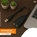 Polaris Shop Adaptador Audio Usb Placa De Som Externa 7.1 Canais 3d Entrada P2 P3 Fone Microfone 3.5mm Pc Notebook Laptop