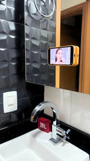 Suporte Silicone Com Ventosa Para Celular Para Superfície Cor Rosa Liso