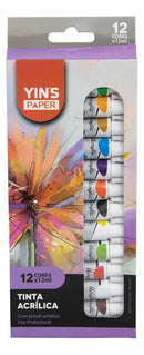 Tinta Acrilica 12 Cores Bisnaga de 12ml