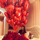 Arca Balão Metalizado de coração 50 unidades vermelhas 45cm