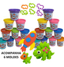 Massinha De Modelar Diver Massa diver Toys kit com 20 Potinhos 50g Com Moldes Sortidos