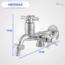 Torneira Maquina Tanque Cromada Duas Saidas Abs 1/4 De Volta Prateada