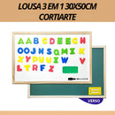 Cortiarte Brinquedo Pedagógico Lousa Infantil ABC Magnetica Dupla Quadro Negro 40x30cm Magnética Dupla Face Alfabeto Eva