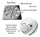 Ralo Grelha Tampa Inox Quadrado 10x10 Rotativo Abre E Fecha