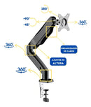 Suporte De Mesa Com Pistão A Gás 14 À 32'' Aquário Sim-2000 Cor Preto