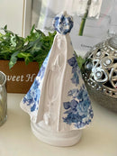 Nossa Senhora Aparecida Manto Floral Azul 20 Cm Azul E Branca