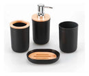 Conjunto Acessórios P Banheiro Lixeira Saboneteira 6 Peças Cor Preto