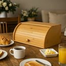 Porta Paes Com Tampa Retratil Em Bambu Armazenamento De Paes