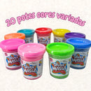 Massinha De Modelar Diver Massa diver Toys kit com 20 Potinhos 50g Com Moldes Sortidos