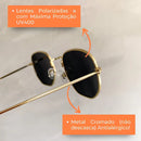 Óculos De Sol Hexagonal Unissex Retro Cor Preto Cor da armação Dourado Cor da lente Preto