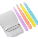 Kit 4 Pinças Para Design Sobrancelha Profissional Com Estojo Cor Coloridas - Sem Escrita