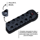 Filtro De Linha 10 Tomadas Extensão Espaçada 3 Pinos Qfl10