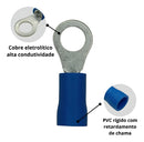 Terminal Olhal Azul Pre-isolado 1,5mm A 2,5mm M4 - 100 Peças