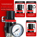 Evotek Filtro Eliminador Água Regulador Ar Compressor Pressão 1/4' Manômetro Medidor