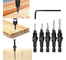 Jogo Com 5 Brocas Para Madeira Com Escareadores Ajustáveis