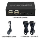 Switch Chaveador E Seletor Usb Kvm Hdmi 2 Portas Mouse Teclado