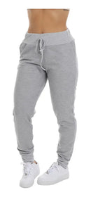Kit 2 Calça Moletom Slim Jogger Com Bolso Fem Preto+cinza P