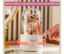 Organizador De Pincéis De Maquiagem Giratório 7 Divisórias Cor Branco/Perola