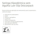 Seringa 10ml Sem Agulha Luer Slip Descarpack Cx 100un Capacidade em volume 10 mL