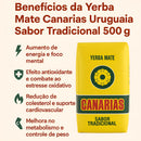 Yerbas Canarias 500g Tradicional: Yerba Mate Uruguaia de Sabor Intenso e Amargo. Pura Folha para Mate Forte e Duradouro.