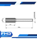 Lima Rotativa Cilíndrica Metal Duro 10mm X 20 Haste 1/4