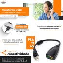 Polaris Shop Adaptador Audio Usb Placa De Som Externa 7.1 Canais 3d Entrada P2 P3 Fone Microfone 3.5mm Pc Notebook Laptop