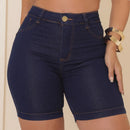 Bermuda Jeans Preto Feminino Modela Bumbu Azul-marinho 36
