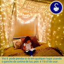 Cortina Led Decoração 3x3 Metros 300 Leds Luzes Amarelo Pisca Pisca Natal Festa de Casamento Branco Quente 110v/220v - Marca Camperluz