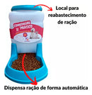 Kit Comedouro/bebedouro Peq. Automático 3 Litros Cães Gatos Cor Azul