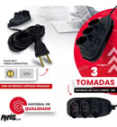 Extensão Elétrica 2 Metros Preto 3 Tomada Tripolar