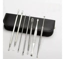 Kit 7 Curetas Remove Cravos Espinhas Aço Inoxidável C/estojo