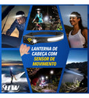 Kit 3 Lanternas de Cabeça HW LED Recarregável com Sensor de Movimento e Fita Ajustável USB – Leve, Potente e Mãos Livres