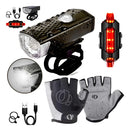 Kit Ciclista Lanterna Farol Sinalizad M Cinza meio dedo MOKE