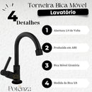 Kit Torneira Pia Lavatorio Abs/ Sifao/ Valvula 7/8 Preto Preto Brilhante
