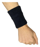 Par Munhequeira Atoalhada Pulso Tênis Basquete Squash Cor Preto