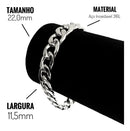 Cordão Masculina Grossa Conjunto + Pulseira Pr Prateado 60cm