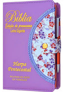 Biblia Letra Grande C/ Harpa Corinhos Floral Rosa Lindíss ROSA