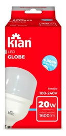 Lampada Led Globe 20w 6.500k Branca Fria Base E27 Kian