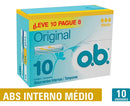 Absorvente Interno O.B. Original Médio Caixa Leve 10 Pague 8 Unidades