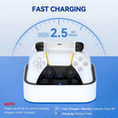 Gllai Y02 USB Base de carregamento com controlador de sensor duplo branco para PS5, compatível com PS5, PS5 PRO e PS5 Slim, desliga automaticamente após a conclusão do carregamento.