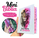 Mini Bíblia Feminina Infantil De Bolsa Com Índice Letra Pequena Arc Leão Seja Forte E Corajosa Jovem Fé