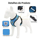 Coleira Peitoral Para Cachorro Pet Colete Refletivo Guia Cor Azul Lisa Tamanho da coleira M