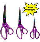 Kit Tesoura Titânio Corte Costura Artesanato Não Perde Corte