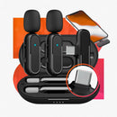 Microfone de Lapela Duplo Sem Fio Profissional Com Conector Tipo C Preto Portátil Para Gravação Podcast Entrevista Aula Online Vídeo Som Nítido