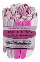 100 Lixas De Unha Mini Descartáveis Manicure Pedicure 8 Cm Rosa Bellas