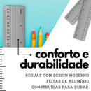 Réguas De Alumínio Escola Trabalho 30cm Escritório Cor Prateado