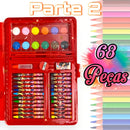 Estojo Maleta 68 Peças Crianças Canetinhas Giz Lápis Menina