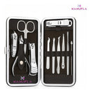 Kit Manicure Portátil Estojo Alicate Cortador De Unha 12 Pç - Desencravador De Unha Alicate Lixa Profissional Premium Tesoura Empurrador De Cutículas Marca Kamufla