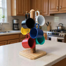 Jogo 6 Canequinha 100ml Caneca Café Suporte Madeira Alumínio