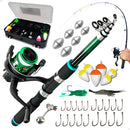 Pescamping Kit Pesca Completo - 1 Vara Fibra De Vidro E 1 Molinete Leve Com Linha - Estojo Com Acessórios Bóias Chumbadas Anzóis E Mais Tralha Quite De Pescaria